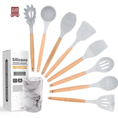 中国 2021 Viable 9 Piece Silicone Hot Selling Utensil Set Kitchen Wares Set Cooking Tools Utensil Set Kitchen Instrument Camping Cookware 販売のため