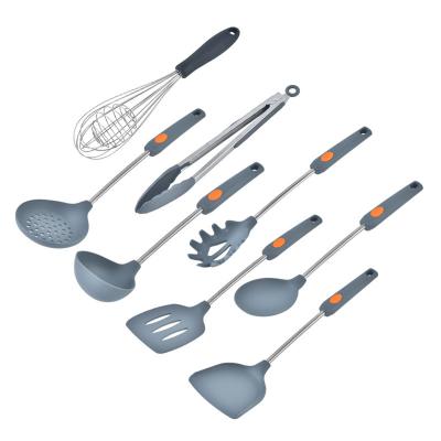 China 7pcs Silicone Kitchen Utensils Set Viable Viable Cookware Set Instrument Stainless Steel Handle Heat Resistant Silicone Cookware Set for sale