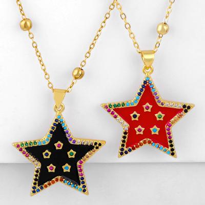 China FASHIONED Lovers' Necklaces Sell Like Hot Cakes: Pentagram Oil Pendant with Diamond Necklace for sale