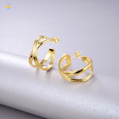 China Insti Cross S925 Sterling Silver Plated 18k Gold FASHIONABLE Eight Point Spiral Stud Earrings for sale