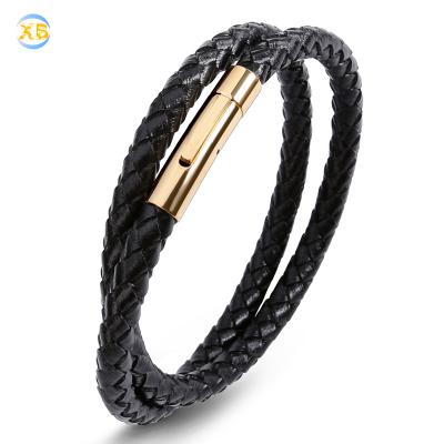 China Wholesale Hiphop Double Online Hiphop Jewelry Mens Stainless Steel Gold Bracelet for sale