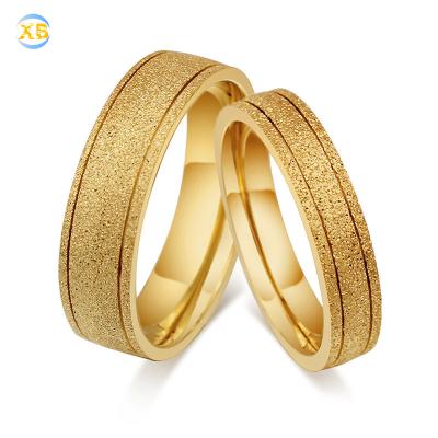 China Fashion Sale Pigtails Online Gold Plated Wedding Stainless Steel Couple Rings for sale