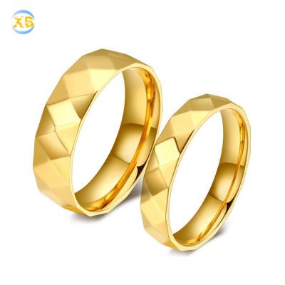 China Fashion Multiple Slice Gold Plated Simple Engagement Jewelry Stainless Steel Couples Rings for sale