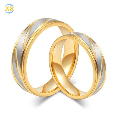 China Fashion Gold Titanium Steel Simple Style Twisted Couples Ring for sale