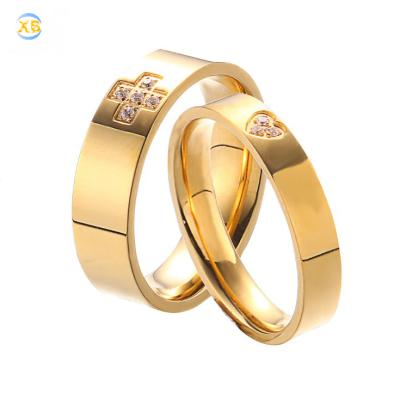 China Fashion Trendy 316L Stainless Steel Ring Zircon Heart and Interconnect Rings for sale