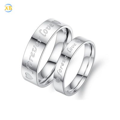 China Trendy Fashion Wedding 316L Stainless Steel Like Cheap Forever Silver Couple Rings for sale