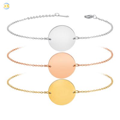 China Trendy Simple Fashion Women Jewelry 20mm Personality Chain Stainless Steel Disc Bracelet for sale