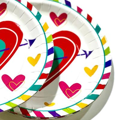 China Colored Disposable Or Plastic Eco-friendly Safety Paper Dinner Plates To Wedding Pack Paper Plates With Logo Paper Cup Plate Making for sale