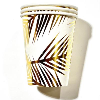 China Wholesale Popular Colorful Disposable Eco-friendly Safety Dual-wall Portable Foldable Coffee Cold and Hot Gold Foil Paper Cups for sale