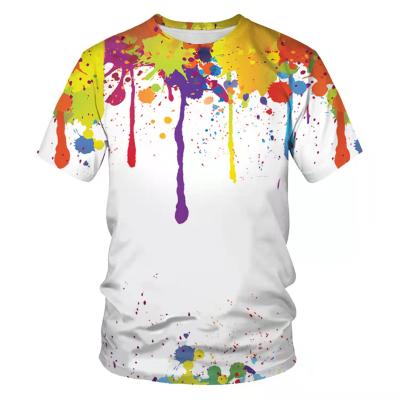 China Anti-wrinkle summer short sleeve T-shirt round neck loose men's casual graffiti painting 3D digital printing T-shirt for sale