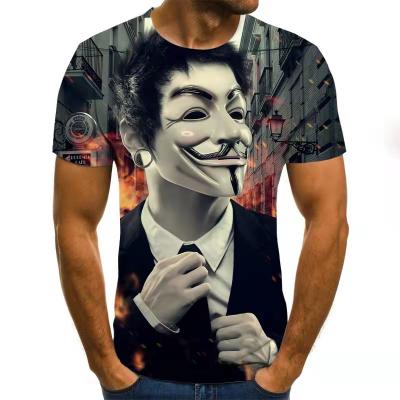 China 2022 New Kill Anti-Wrinkle Pairs 3D Digital V Print Men's Short Sleeve T-shirt Factory Wholesale for sale