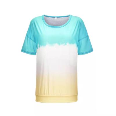 China New Anti-Wrinkle T-shirt Women's Hang Dyed 100% Cotton Shirts And Casual Tops for sale