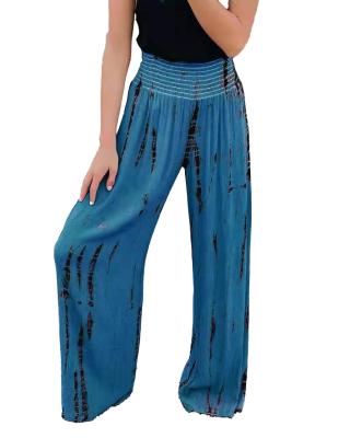 China Anti-wrinkle high top sports casual pants digital printing cotton knitted women's wide-leg comfortable pants casual pants for sale