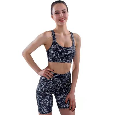 China Breathable 2021 Dots Printed Tape Cup Cover Gym Sports Fitness Sports Bra Shockproof Suit for sale