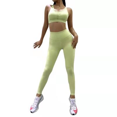 China Best Selling Women's Breathable Yoga Clothes Sports Workout Bra And High Waist Yoga Pants Running Workout Fashion Sports Bra for sale