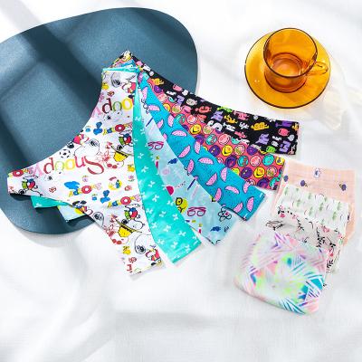 China Customized Breathable Cartoon Printed Sexy Low Rise Women Underwear Panties Female Thong No Trace Underpants Seamless Underpants Cotton Crotch for sale