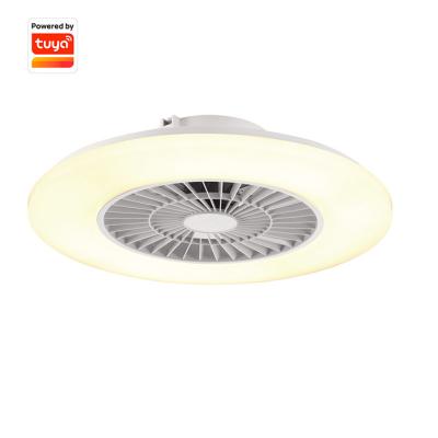 China Modern Luxury Residential Starlight Cover Decoration Control Smart Round Led Ceiling Fan With Light For Bedroom for sale