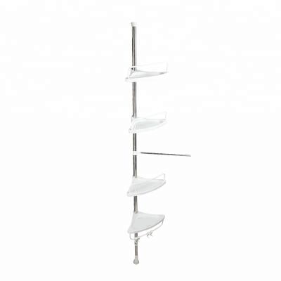 China Modern Stainless Steel+pp+abs Storage Rack Eco-friendly Telescopic Bathroom Corner Shelf Stainless Steel Purposed 192-235cm Shengtai for sale