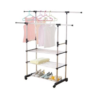 China Eco - Friendly Portable Hanger Laundry Clothes Rack Portable Clothes Rack With Wheels for sale