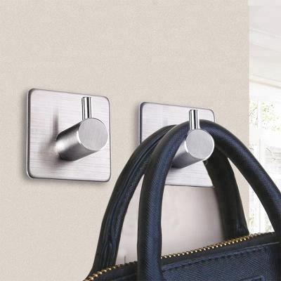 China Sustainable Gluing Hangs Coat Hat Cloth Stainless Steel Wall Mounted Kitchen Stick On Hooks for sale