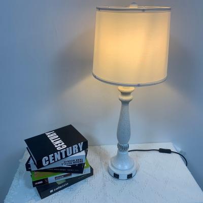 China European Hotel Rechargeable Modern Home Decor White Modern Home Decor Light Resin Table Lamp Base Resin Pole Plastic Table Lamp for sale