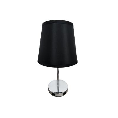 China Modern Black Shade Touch Switch Fabric Lamp Bedroom Decor Bedside Table Modern Black Lamp for sale