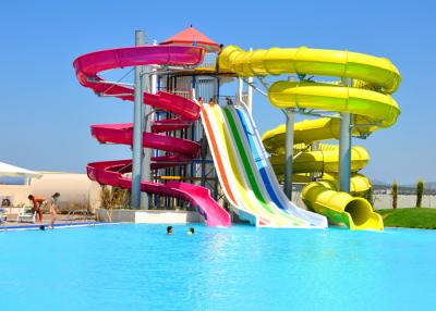 China Stimulating High Speed Spiral Water Slide Water Park Equipment 12 Months Warranty for sale