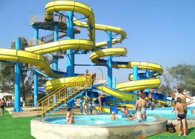 China Swimming Pool Spiral Water Slide / Splash Water Slide 15 - 20 M Platform Height for sale