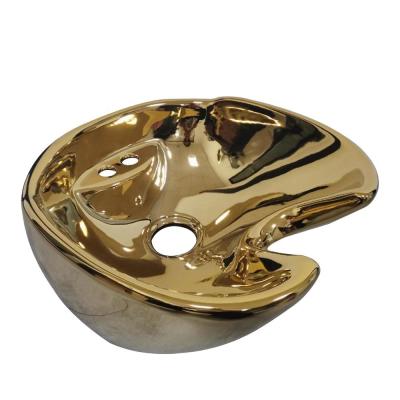 China Modern Hairdressing Shampoo Equipment Gold Plated Hair Washing Shampoo Basin for sale