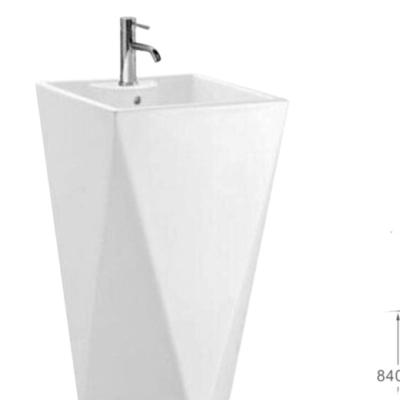 China Modern High Quality Floor Standing One Piece Wash Basin Bathroom With Pedestal Sink for sale