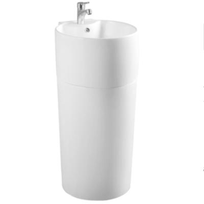 China Bathroom Ware Modern Design Round Hand Wash Sanitary One Piece Pedestal Sink for sale