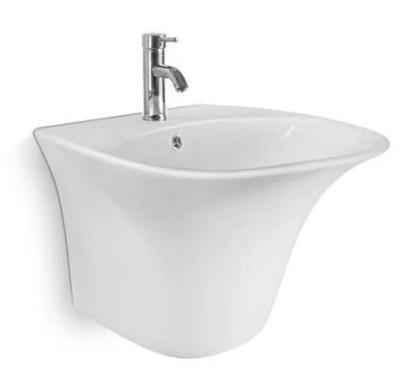 China New Modern High Quality White Ceramic Half Wall Hung Basin Pedestal Wash Basin For Bathroom for sale