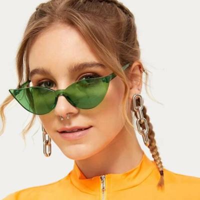 China Fashion Sunglasses KADIMA Eyewear 8007 Rimless Cat-Eye Sunglasses For Party Metal Frame Ocean Piece Sun Glasses for sale