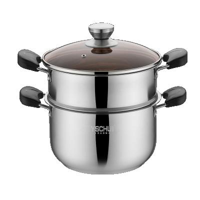 China Hot Selling Sustainable Stainless Steel Pot Kitchenware Steamer Pot With Glass Lid for sale