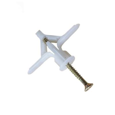 China Gypsum Board Nylon White Aircraft Anchor Expansion Wall Plug Drywall Plastic Toggle Wall Anchors With Screw for sale