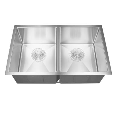 China Without Faucet Kitchen Factory Price Small Double Kitchen Sink SS304 Handmade Sink 29