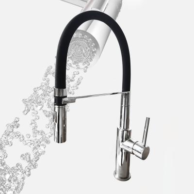 China Pull Out Stainless Steel Chrome Nickel Cartridge Stream Luxury Water Spray Ceramic Faucet Black Matte Kitchen Sink Faucets for sale