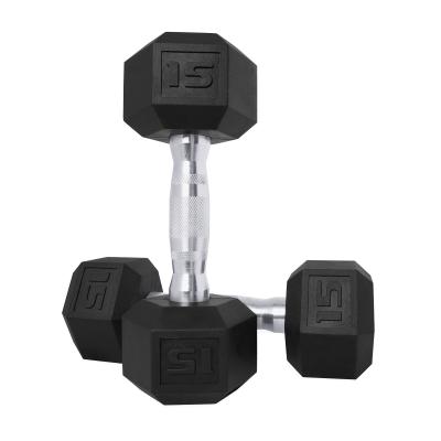 China Fitness Gym Core Equipment Durable Rubber Coated Dumbbell for sale