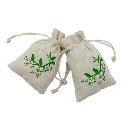 China 100% Handmade Recycled Logo Customized Silk Printing Jewelry Pouches With String for sale