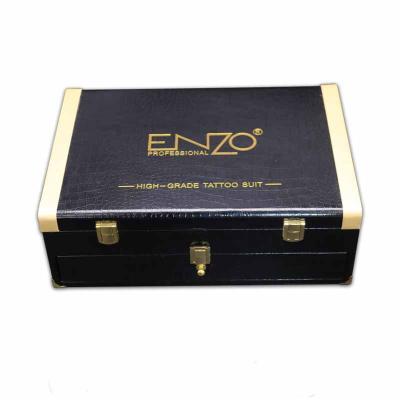 China 100% Handmade High Quality Black MDF Lizard Pattern Cosmetic Wooden Boxes PU MDF With Metal Handle for sale