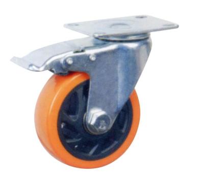 China Other Industrial PVC Orange Swivel Type 3/4/5inch Caster Wheels With Brake Medium Duty for sale