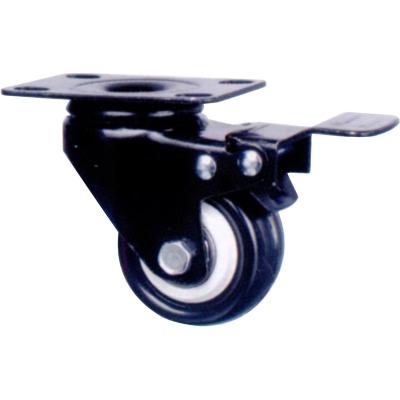 China Modern manufacturer direct sales swivel black PVC flat bottom double material ball bearing with brake furniture caster wheel for sale