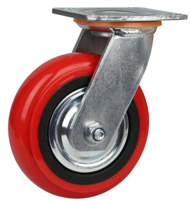 China PIVOT Diameter 200mm Heavy Duty Large Wheelbarrow Industry Caster Wheel Red With Brake for sale