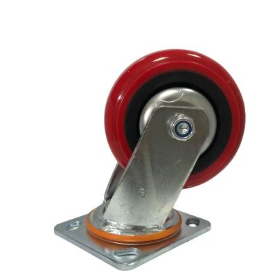 China European Super Red PVC Industrial Swivel 5inch Swivel Casters Heavy Load Functions Swivel Caster Wheel for sale