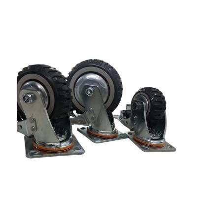 China swivel & 6 Inch Rigid Wholesale Polyurethane Material Mute Caster Wheel With Brake / Hand Cart for sale