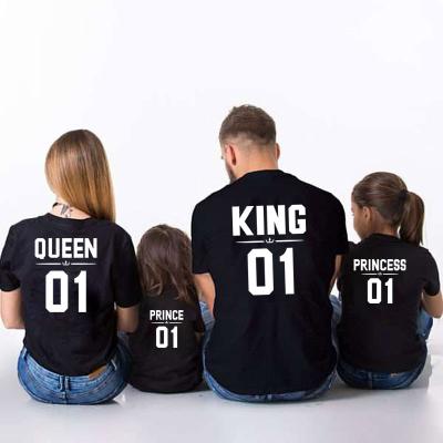 China Family Viable Look Clothes Matching Outfits Beget Mommy And Me Daddy Son T-shirt Mother Daughter Mommy Dress Queen Baby Boy Girl Clothing for sale