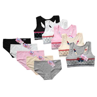 China Antibacterial Pure Cotton Vest Double Layer Underwear Set Teens Costume Hippie Panties And Bra Puberty Girl Small for sale