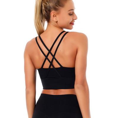 China New sports yoga underwear breathable women's cross back beauty sling sports bra women vest running fitness Quick-drying gathering bra for sale