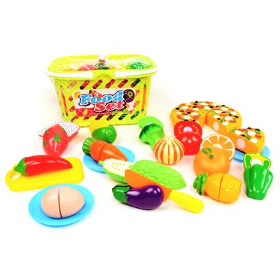 China 20 Pcs Plastic Cutting Fruit Toy For Kids Kitchen Pretend Accessories Cutting Vegetable Fruit Food Toy Kitchen Toys for sale