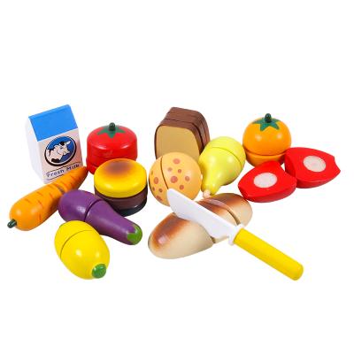 China Hot Selling Funny Educational Cooking Game Toys Kids Wooden Kitchen Accessories Pretend Cutting Fruit Vegetable Toys Colorful Kids Early Enlightenmen New Design for sale